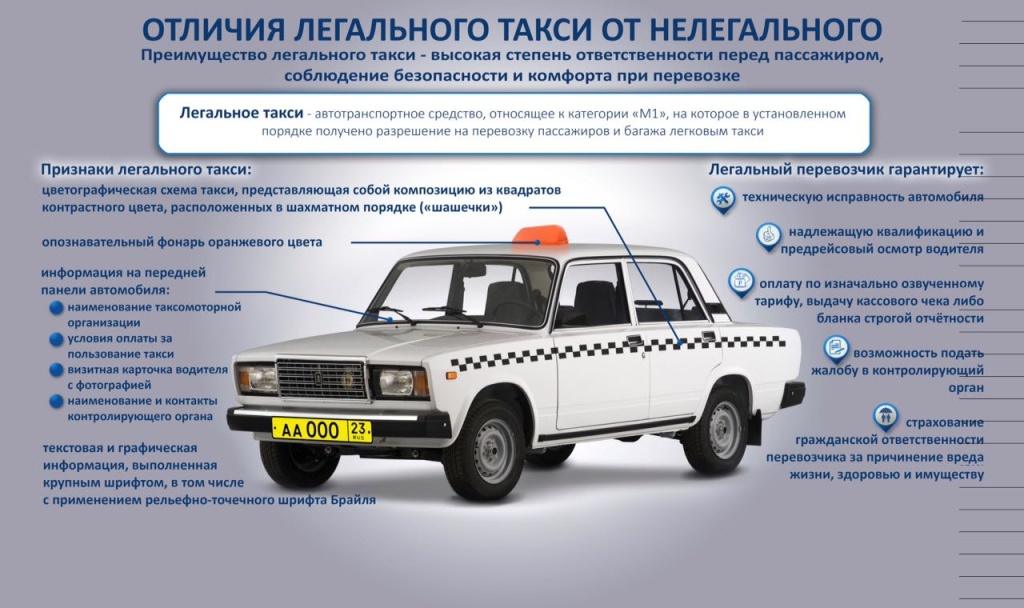 Отличия легального такси