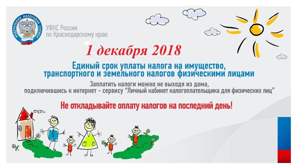 Приближается единый срок уплаты имущественных налогов Приближается единый срок уплаты имущественных налогов