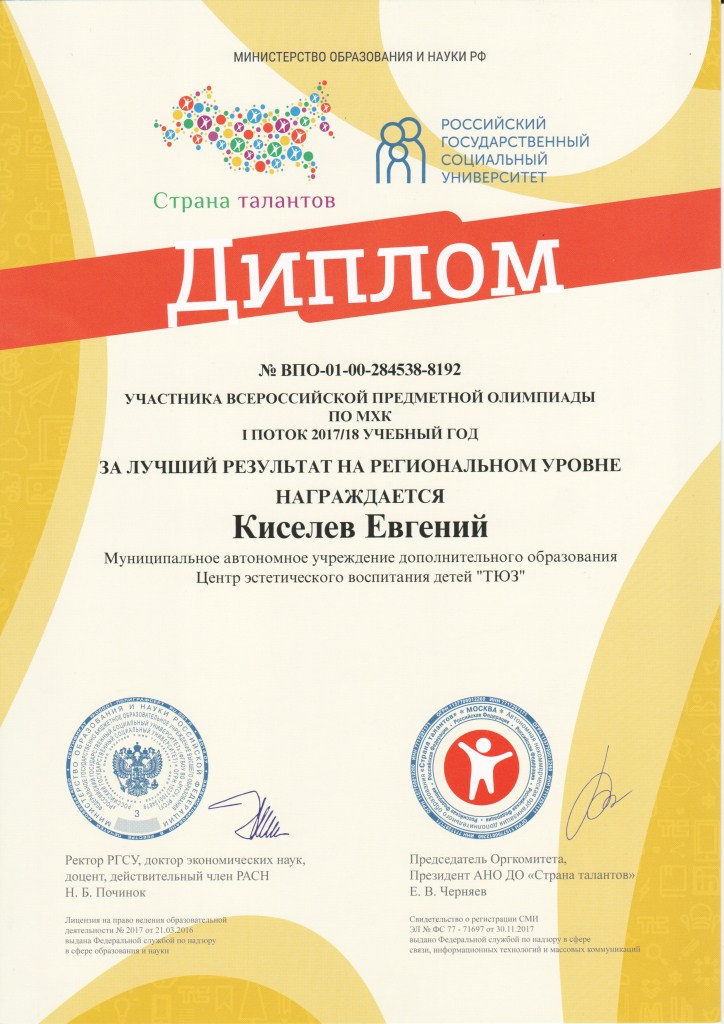 Тбилисцы добились высоких результатов во Всероссийском проекте «Страна талантов»